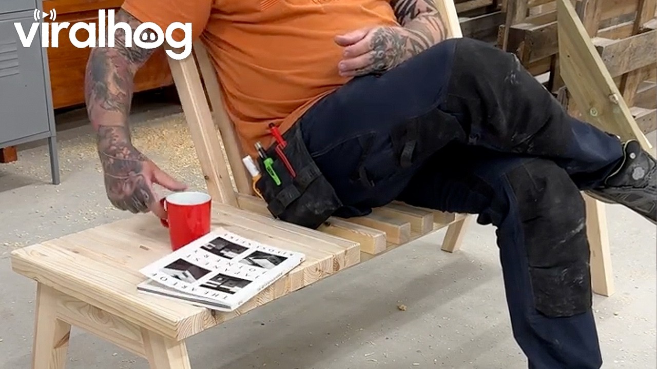 Finish Woodworker Creates Clever Folding Bench || ViralHog