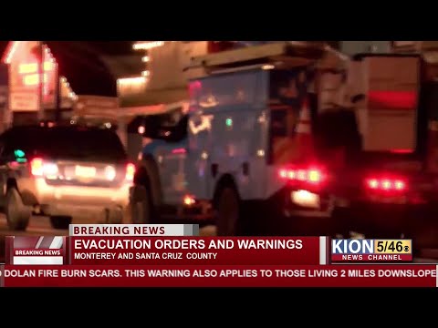 "Evacuations underway in Santa Cruz County over debris flow concerns and upcoming rainfall, ...