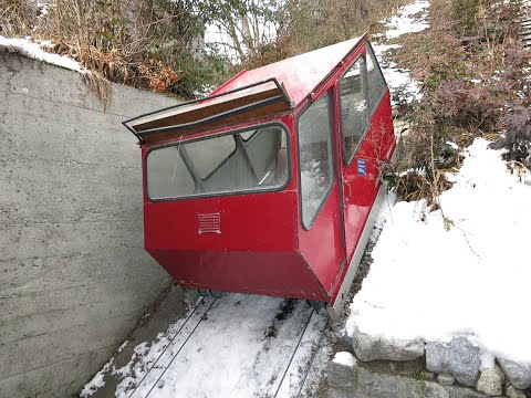 Privates Telefuni in Sierre - Talfahrt 2021 - Schrägaufzug funiculaire Suisse