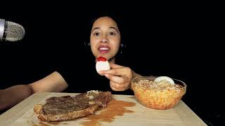 Steak, Eggs & Noodles Breakfast Mukbang — Eating ASMR
