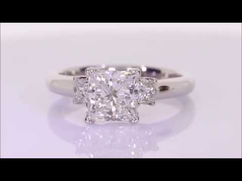 2.01 ctw Diamond Engagement Ring - Princess Cut F SI1 | BigDiamondsUSA