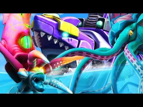 Hungry Shark - BOSS Battle COLOSSAL SQUID vs Mecha Sharkjira vs KRAKEN