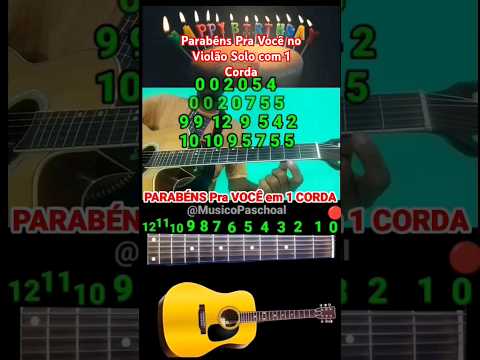 Como Tocar Parabéns Pra Você no Violão Com Uma Corda. Aula de Violão Fácil  Para Iniciantes Do Zero