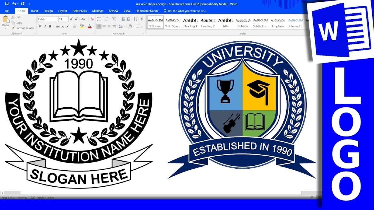 College / School Logo Design in MS Word - Microsoft Word Logo Design Tutorial