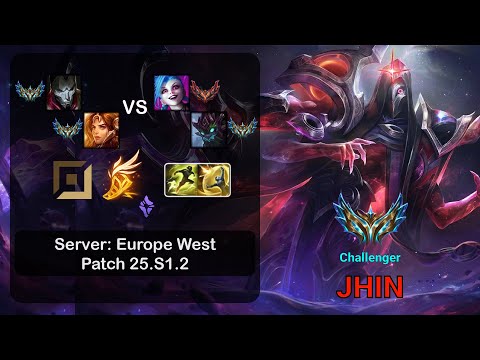 Jhin ADC + Leona vs Jinx + Maokai - EUW Challenger - Patch 25.S1.2