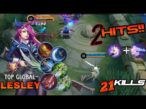 21 KILLS!!!! LESLEY BEST COMBO AND BUILD  TO 2 HITS ENEMY |MLBB2023
