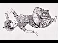Draw Odissi Dancing Girl Using Mandala Art Beautiful Odissi Dancer Women Drawing Doodle Pen Art