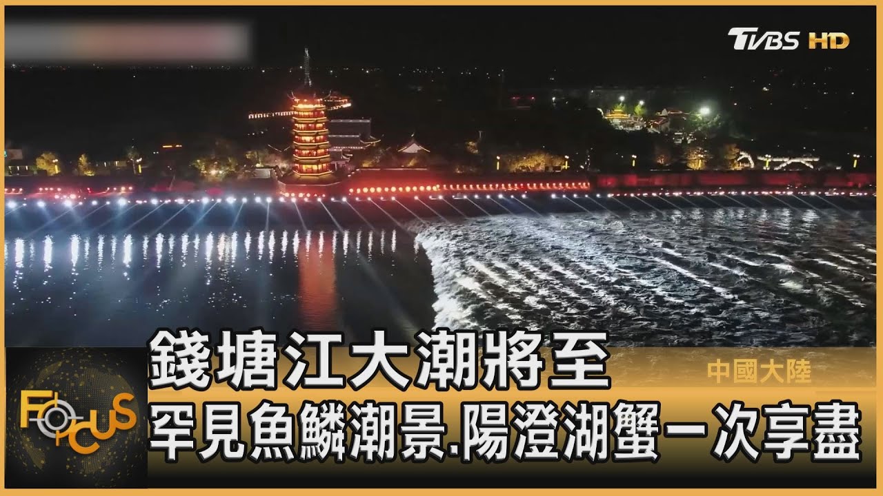錢塘江大潮將至 罕見魚鱗潮景.陽澄湖蟹一次享盡
