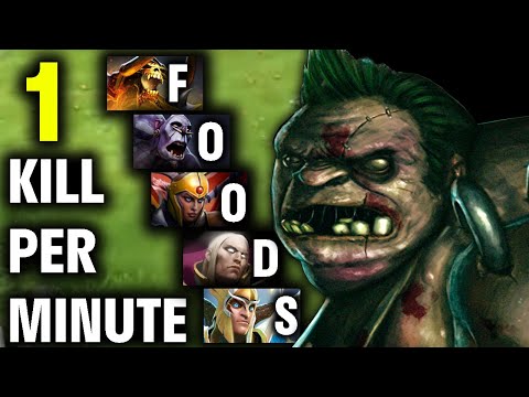 IMBA HERO! Pudge 1 Kill Per Minute All enemies are foods! | Genius Pudge