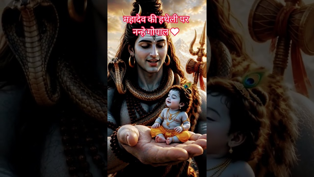 🙏 महादेव की हथेली पर बाल गोपाल ❤️ | भोलेनाथ और लड्डू गोपाल का दिव्य मिलन 🔱✨ #shorts #youtubeshorts