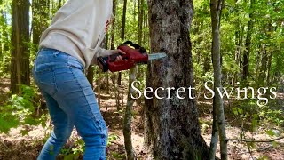 Creative Projects  -Clearing a Perfect Spot for Fairy Swings in the Woods. DiY 