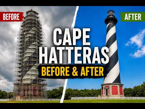 Cape Hatteras Lighthouse Wrapped in Scaffolding - Rare Sight in the Outer Banks