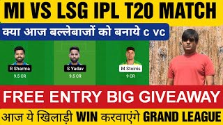 MI vs LKN Dream11 Team Prediction,MI vs LKN Dream11 today Match Prediction,MUMBAI vs LUCKNOW IPL ,