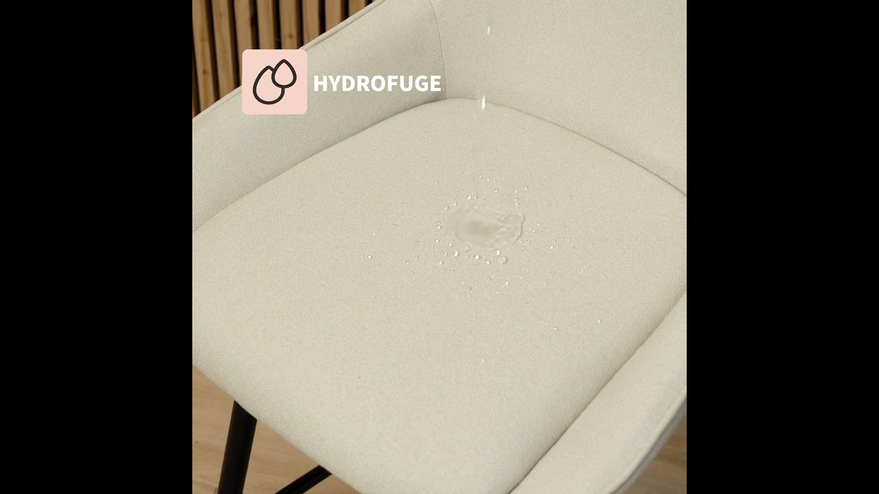 Tabouret de bar scandinave Lova en tissu recyclé beige 68 cm