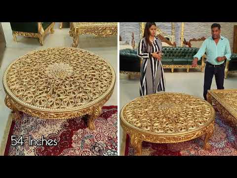 Heavy Carved Teak Center Table - Video