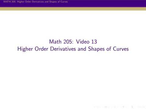 MATH 205, Video 13: Higher Derivatives and Shapes of Curves