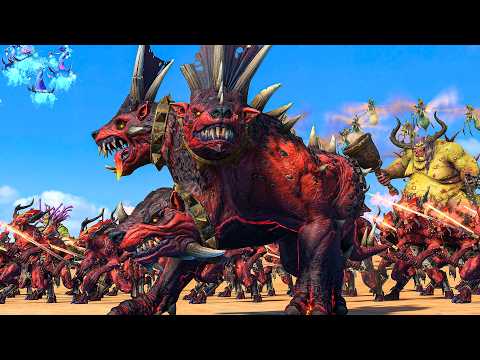 VAMPIRE COAST and TOMB KINGS vs DAEMONS OF CHAOS - TotalWar Warhammer 3 cinematic battle