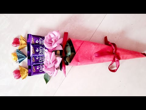 DIY Valentine day Gift idea/#Chocolate bouquet/#How to make Easy chocolate & flower bouquet at home