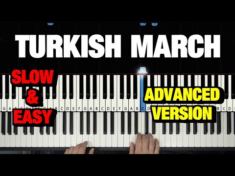 Mozart - Turkish March (Rondo Alla Turca) - VERY SLOW Piano Tutorial Easy - How To Play (Synthesia)