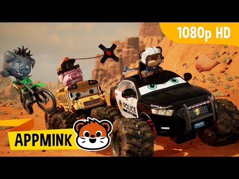 appMink | Desert Canyon Car Chase ft. Police Car, School Bus & Dirt Bike | Kids Show Full Episodes