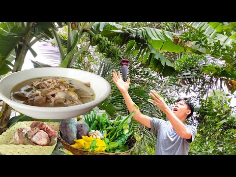 awesome cooking pork soup with banana flowers eating so mummy.