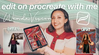 EDIT ON PROCREATE WITH ME | wandavision glitch effect, procreate tips & tricks