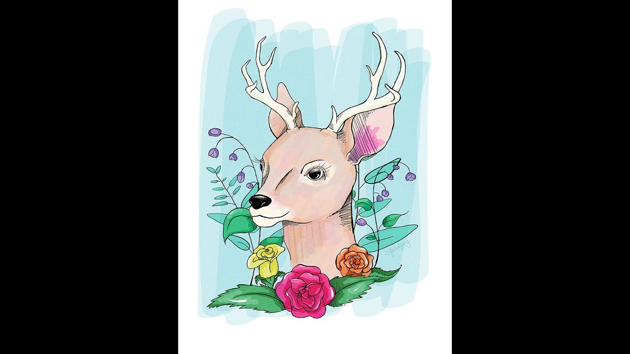 Marker Style Vector Illustration - Deer Timelapse