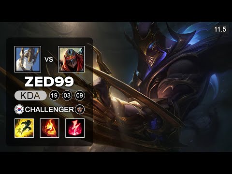 ZED99 Zed Mid vs Galio - KR Challenger Patch 11.5