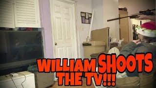 william shoots the tv 