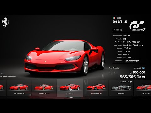 Gran Turismo 7 | All Cars Full List & Include DLC Power Pack (565 Cars as December 2025) [PS5Pro]