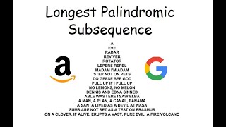 YouTube video 'Longest Palindromic Subsequence - LeetCode 516 - Python'