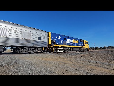 6MA8 down JBRE The Overland (NR51, 6V), Melbourne to Adelaide, 1245, 20/6/25, Murtoa West VIC.