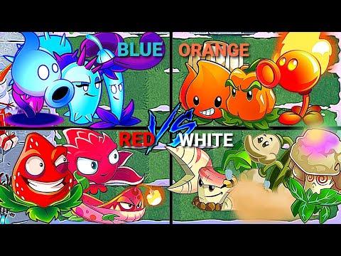4 Team Plants Blue_Red_Orange_White - Who Will Win? - PvZ2 10.4.1 Team Plants Battles