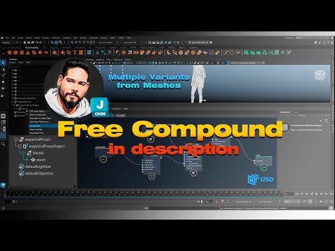 Multiple Variants from Input Meshes with Bifrost USD "FREE COMPOUND"