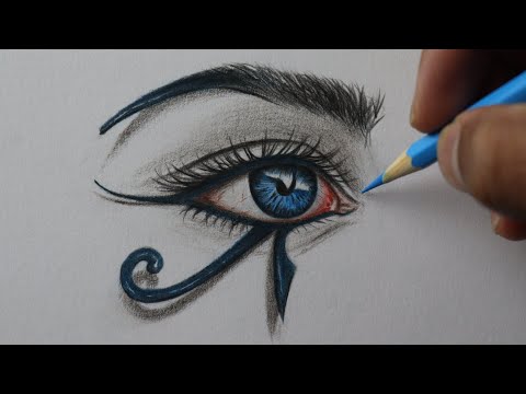 Como desenhar o Olho de Hórus realista -  efeito 3D