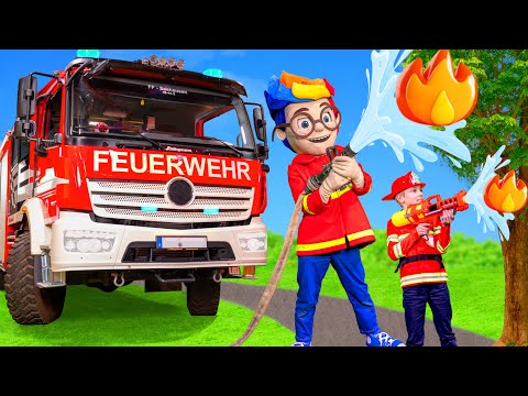 The Kids train with a Real Fire Truck