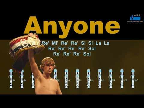 Anyone Justin Bieber Flauta Dulce Con Notas / Flute Recorder / Tutorial Tipo Karaoke