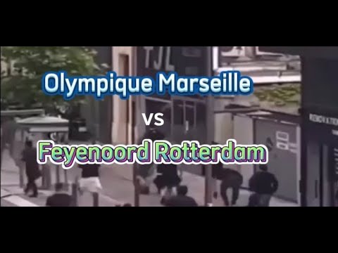 Olympique Marseille (left) vs Feyenoord Rotterdam (right) last night.