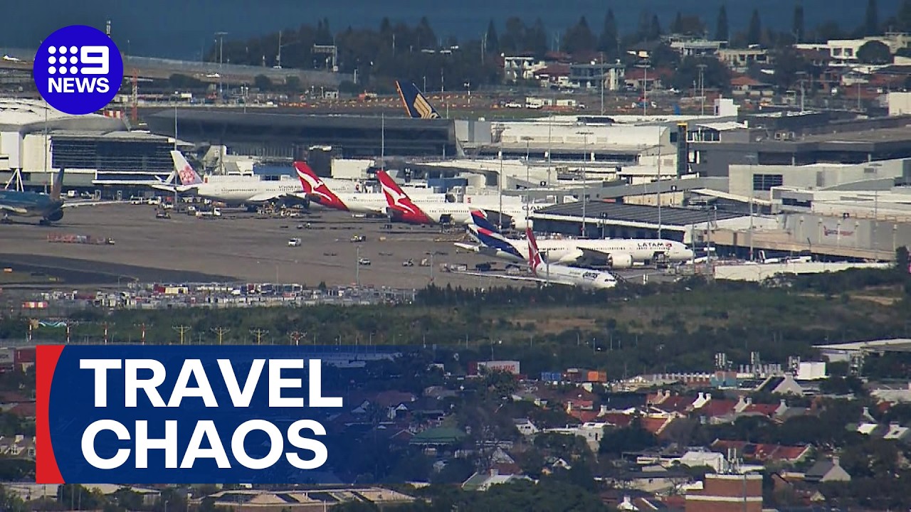 Major delays at Sydney Airport after severe staff shortage triggers bottleneck | 9 News Australia