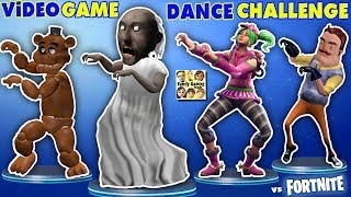 GRANNY vs BENDY vs HELLO NEIGHBOR vs FORTNITE vs FNAF vs ROBLOX! CRAZY VIDEO GAME DANCE CHALLENGE!