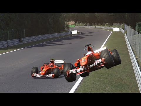 Assetto Corsa: Online Spa shenanigans (overtakes, Flying F2004 and crashes)