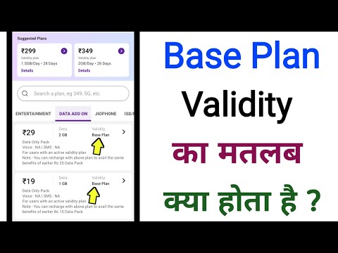 What is the meaning of base plan validity? Base plan validity means in Hindi.