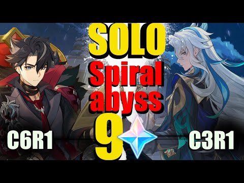 Solo 4.1 Abyss l 9 Stars l C6R1 Wriothesley & C3R1 Neuvillette (Genshin Impact)