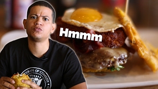 Trying A Platano Burger For The First Time