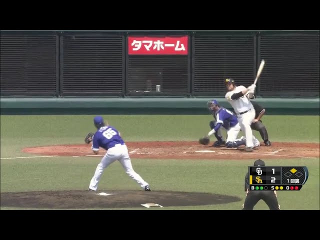 【ファーム】ホークス・ジェンセンがタイムリー2ベースを放つ!! 2017/4/18 H-D（ファーム）