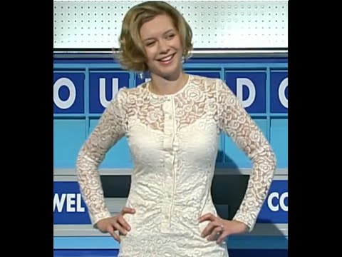 Rachel Riley in a stunning white dress over beautiful lace slip