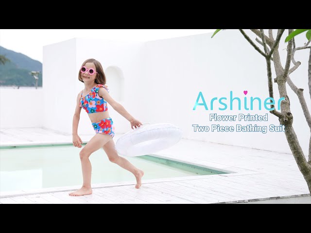 Vídeo relacionado con Arshiner Niñas Dos Piezas Traje de Baño con Volantes Niños Verano Conjuntos de Bikini Ajustables Tankini Bikini Set para Niñas 14-15 Años Morado