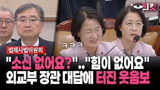 [현장영상] "소신 없네요?".."힘이 없어요"... 외교부 장관 대답에 터진 웃음보