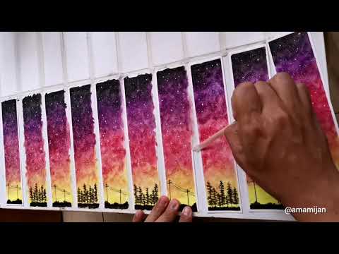 Watercolour painting, ( 1 month to completed 37 watercolour bookmarks )
