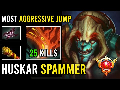 Ultra Aggressive Jump Grandmaster Huskar Crazy Max Speed Burning Spear +55k Damage in 24 Min Dota 2